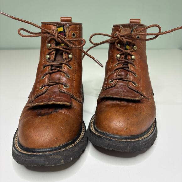 Ariat Women’s Kiltie Lace Up Brown Leather Roper Ankle Work Boots 6 - Picture 4 of 9